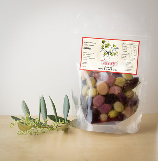 Tarago Olives Mixed in Oil with Lemon & Herbs 400g Pouch